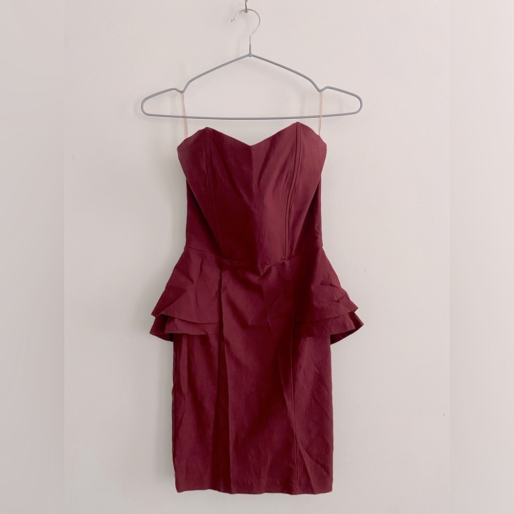 Strapless Mini Dress in Plum Size Small